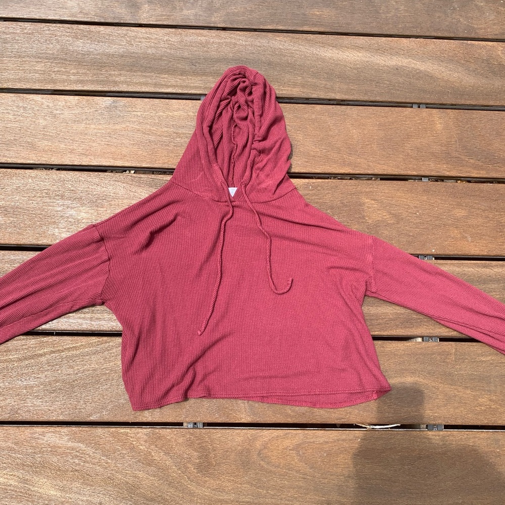 Red crop hoodie